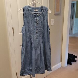 Stylish Blue Denim Mini Dress With Side Pockets!